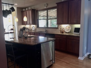 Cherry Kitchen with Granite Island