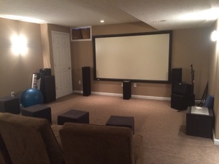 Lower Level Home Theater with Projection Screen